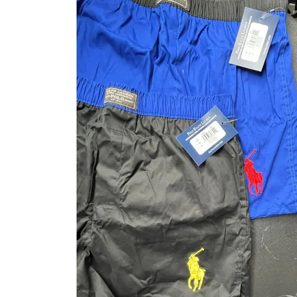 Polo Ralph Lauren Classic Underware Boxers 2 Pair Blue & Black Sz Med - NEW